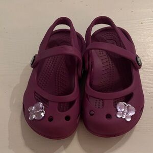 CROCS Kids Purple Sandals with Butterfly Charm